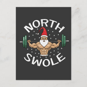 North Swole Funny Muscle Weihnachtsfeierliche Fitn Ankündigungspostkarte