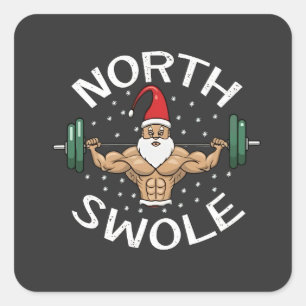 North Swole Funny Muscle Weihnachtsfeierliche Fitn Quadratischer Aufkleber