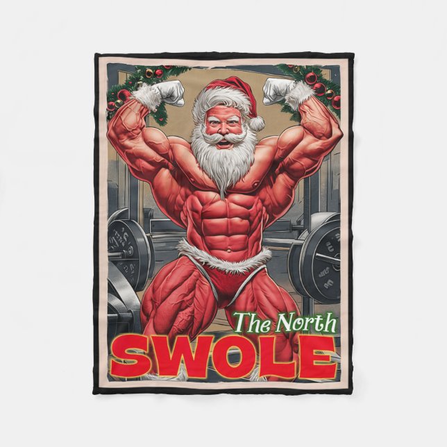 North Swole Funny Muscular Santa Flex Muscle Chris Fleecedecke (Vorderseite)