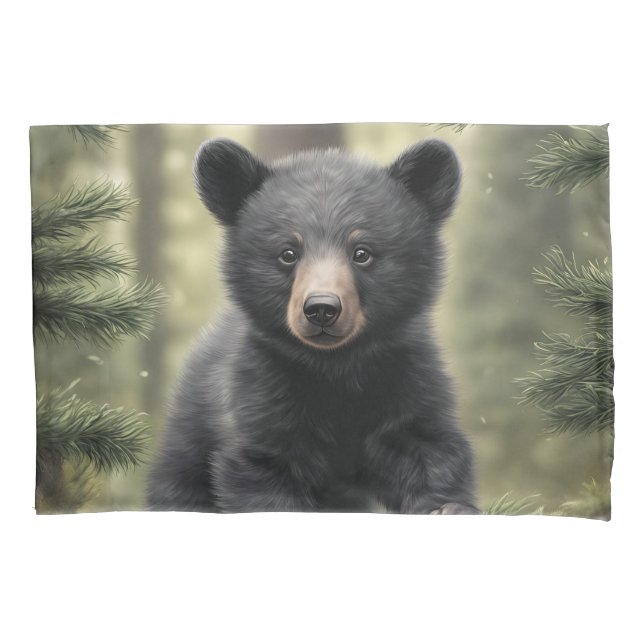 North Woods Little Black Bar Cub Kissenbezug (Vorderseite)