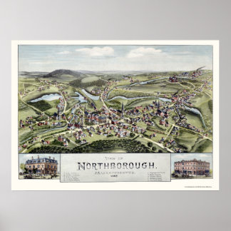 Northborough, MA Panoramic Map - 1887 Poster