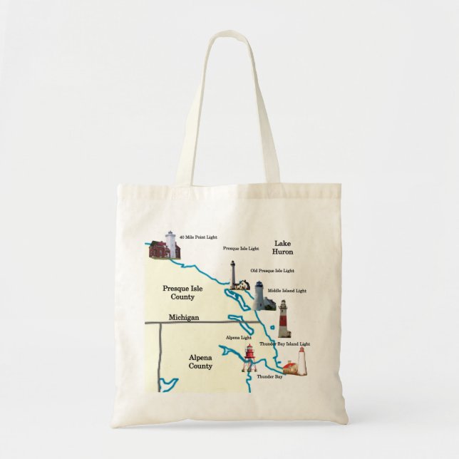 Northeast Michigan Lighthouses Totbag Tragetasche (Vorne)