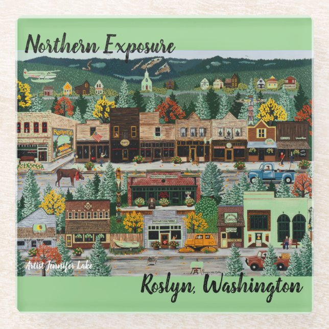 "Northern Exposure" ~ Roslyn, Washington Glasuntersetzer (Vorderseite)