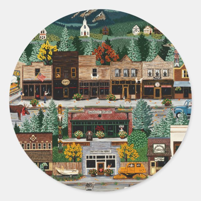 "Northern Exposure" ~ Roslyn, Washington Runder Aufkleber (Vorderseite)
