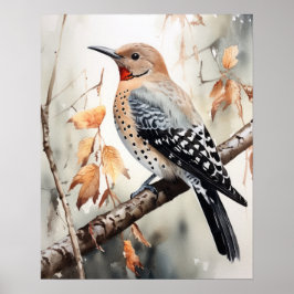 Northern Flicker Bird Art Print Poster