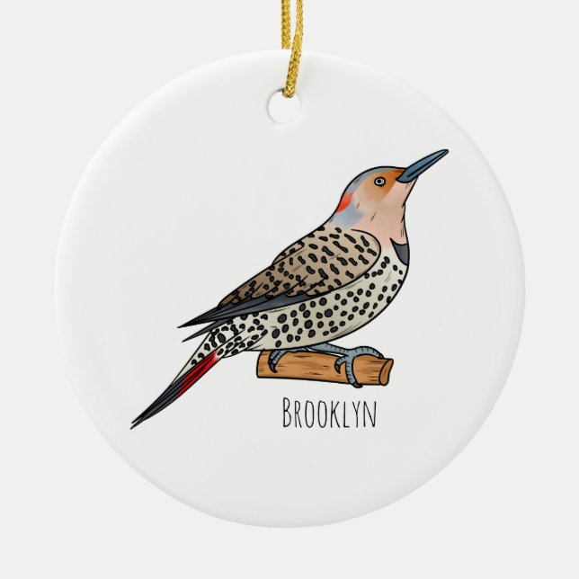 Northern flicker bird cartoon illustration  keramik ornament (Vorne)