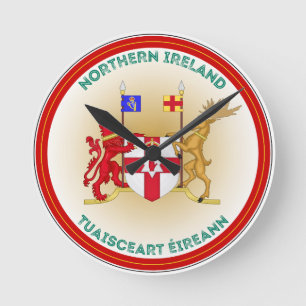 Northern Ireland Coat of Arms Circle Shape Runde Wanduhr