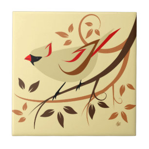 Northern Kardinal Bird Art Tiles Fliese