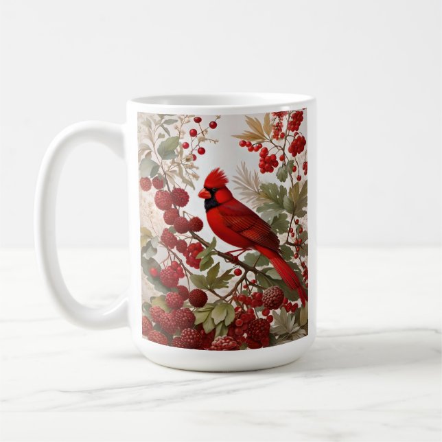Northern Kardinal Bird Red Berries Kaffeetasse (Links)