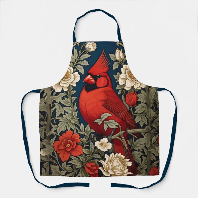 Northern Kardinal Floral William Morris Inspiriert Schürze (Vorderseite)