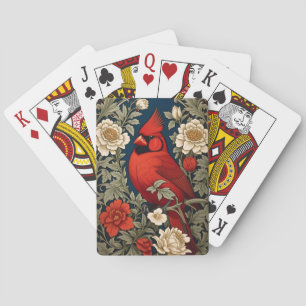 Northern Kardinal Floral William Morris Inspiriert Spielkarten