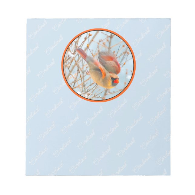 Northern Kardinal Flying - Original Fotografie Notizblock (Vorderseite)