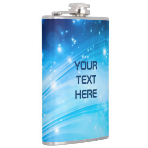 Northern Light Stars blau + Ihr Text & Ideen Flachmann