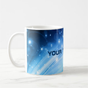 Northern Light Sterne blau + dein Text & Ideen Kaffeetasse