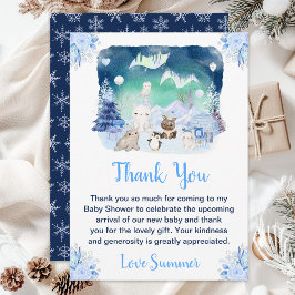 Northern Lights Arctic Animals Baby Dusche Dankeskarte