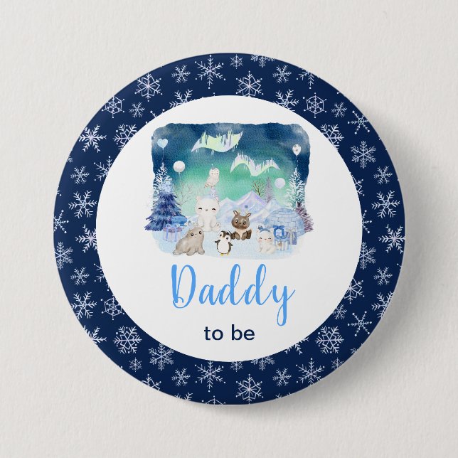 Northern Lights Arctic Animals Daddy To Be Button (Vorderseite)