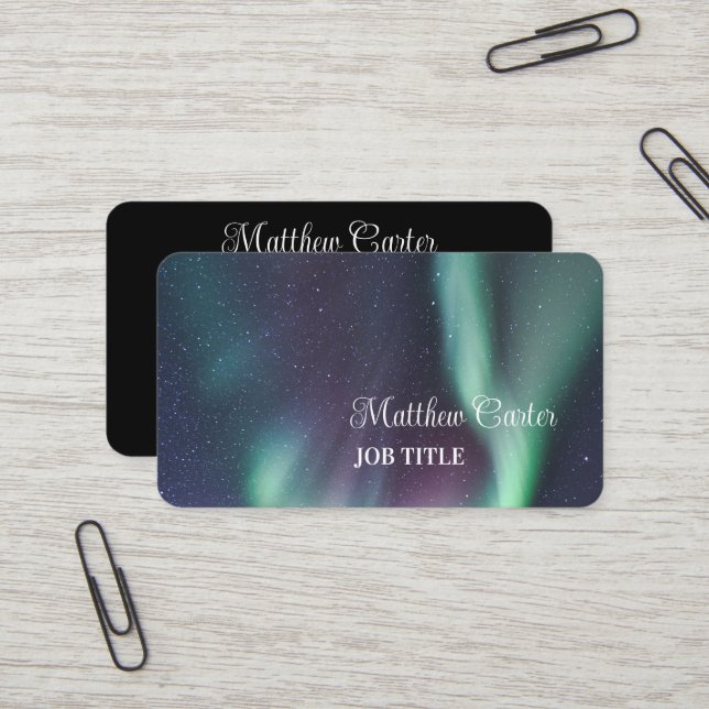 Northern Lights Aurora Borealis Business Card Visitenkarte (Vorderseite/Rückseite Beispiel)