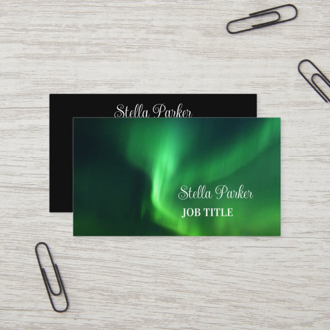 Northern Lights Aurora Borealis Business Card Visitenkarte (Vorderseite/Rückseite Beispiel)