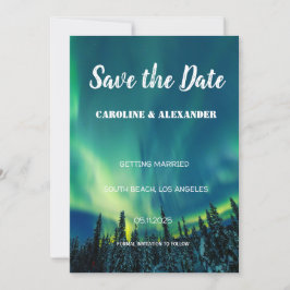 Northern Lights Aurora Borealis Galaxy Sky Wedding Save The Date