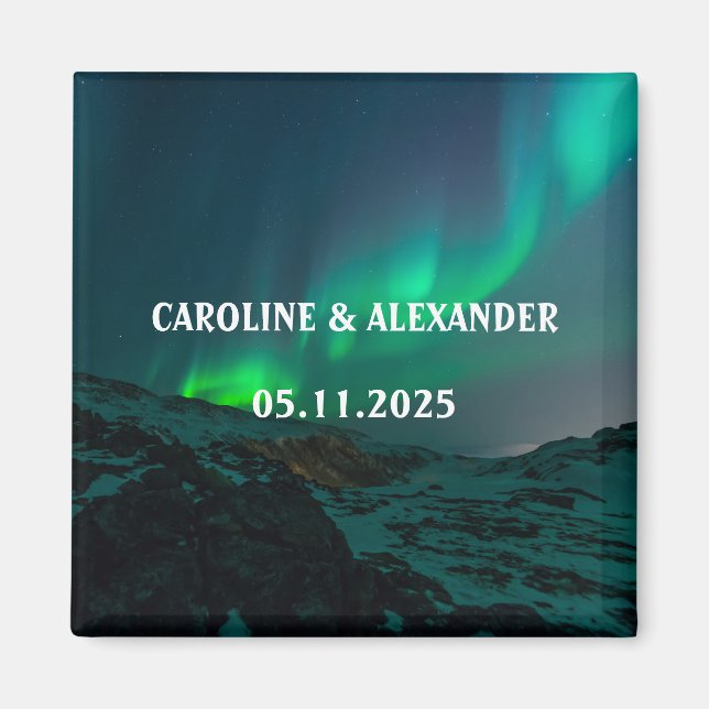 Northern Lights Aurora Borealis Night Sky Wedding Magnet (Vorne)