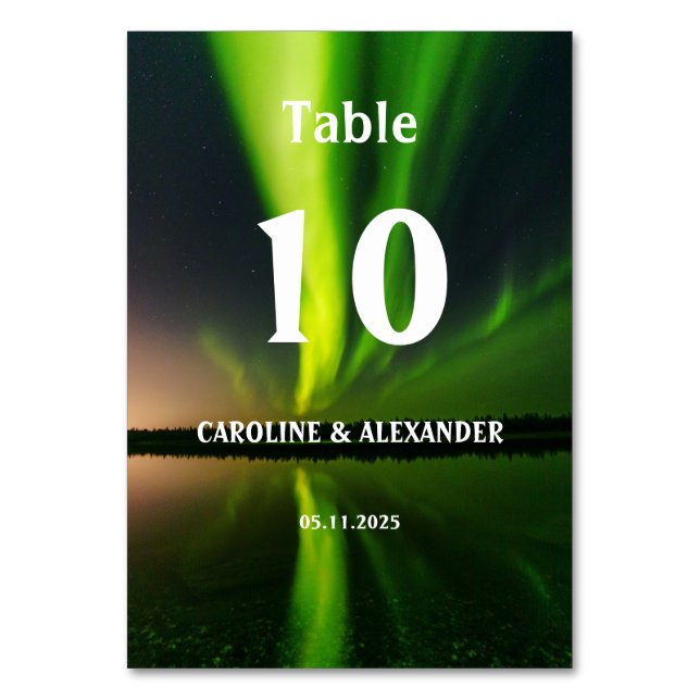 Northern Lights Aurora Borealis Night Sky Wedding Tischnummer (Vorderseite)