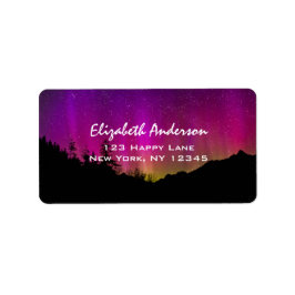 Northern Lights Aurora Borealis Starry Night Sky Adressaufkleber