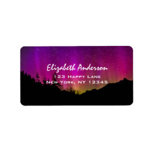 Northern Lights Aurora Borealis Starry Night Sky Adressaufkleber