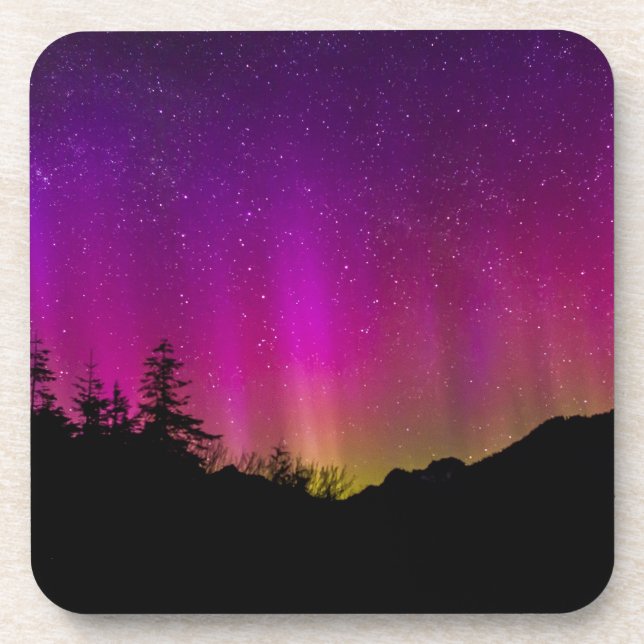 Northern Lights Aurora Borealis Starry Night Sky Getränkeuntersetzer (Vorderseite)
