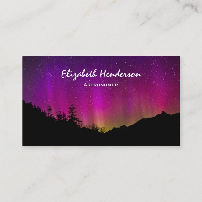 Northern Lights Aurora Borealis Starry Night Sky Visitenkarte (Vorderseite)