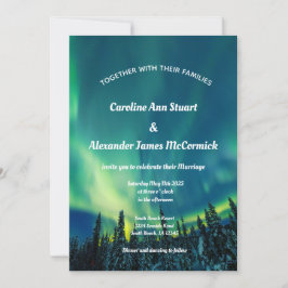 Northern Lights Aurora Borealis Stars Sky Wedding Einladung