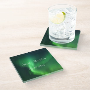 Northern Lights Aurora Borealis Wedding Glasuntersetzer