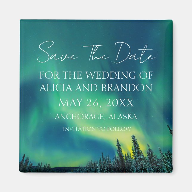 Northern Lights Aurora Borealis Wedding Magnet (Vorne)