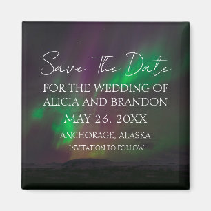 Northern Lights Aurora Borealis Wedding Magnet