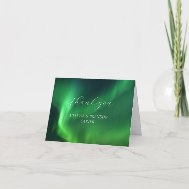 Northern Lights Aurora Borealis Wedding Vielen Dan Dankeskarte (Vorderseite)