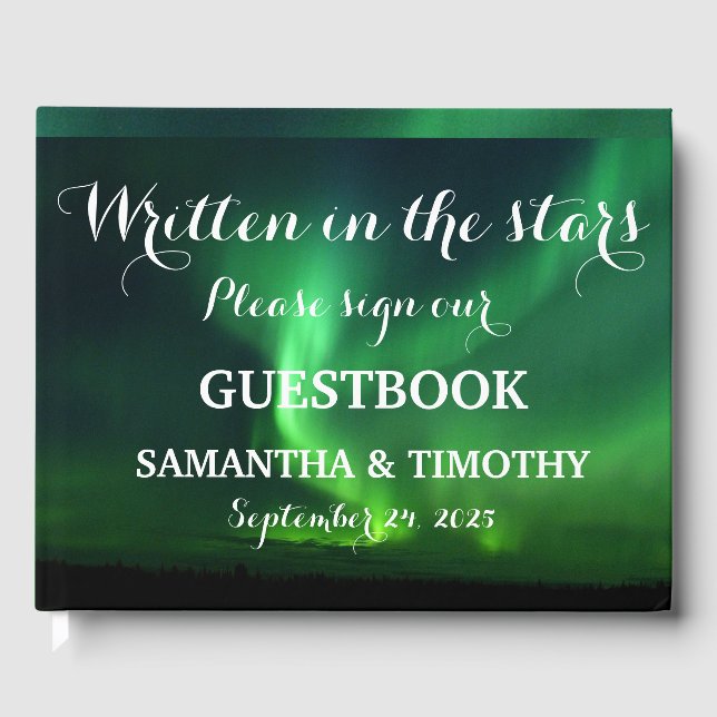 Northern Lights Aurora Starry Night Wedding Gästebuch (Vorderseite)
