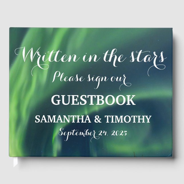Northern Lights Aurora Starry Night Wedding Gästebuch (Vorderseite)