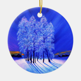 Northern Lights Christmas Snow Trees Keramikornament