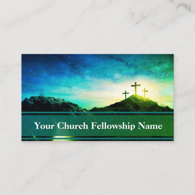 Northern Lights Empty Tomb Three Crosses Pastor Visitenkarte (Vorderseite)