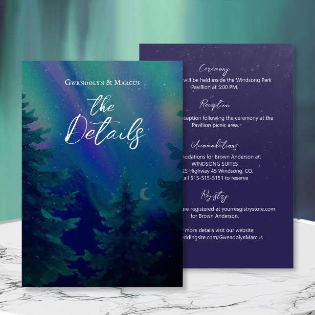 Northern Lights Forest Details Enclosure Card RSVP Karte (Von Creator hochgeladen)