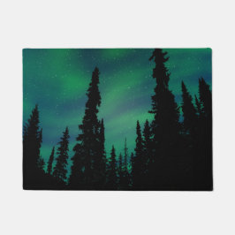 Northern Lights Green Night Sky Forest Fußmatte