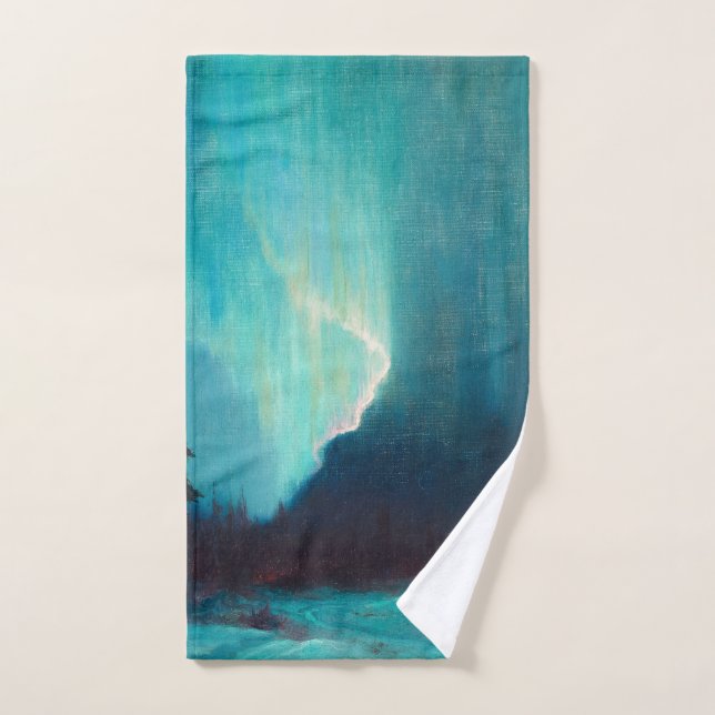 Northern Lights, Juneau, Alaska par Sydney Laurenc (Serviette à main)