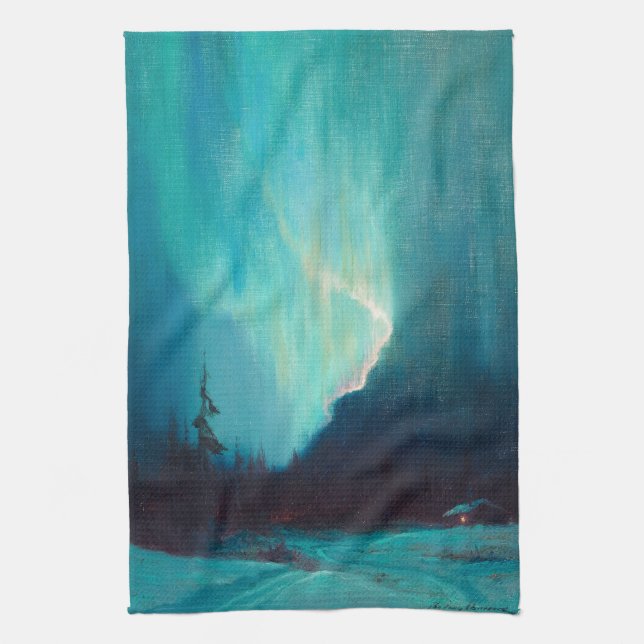Northern Lights, Juneau, Alaska von Sydney Laurenc Geschirrtuch (Vertikal)