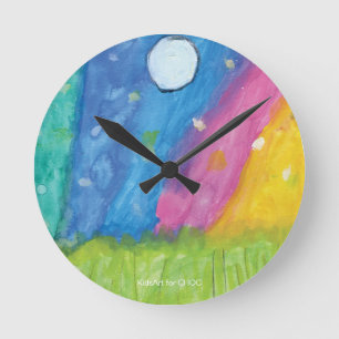Northern Lights - KidsArt für CHOC Runde Wanduhr