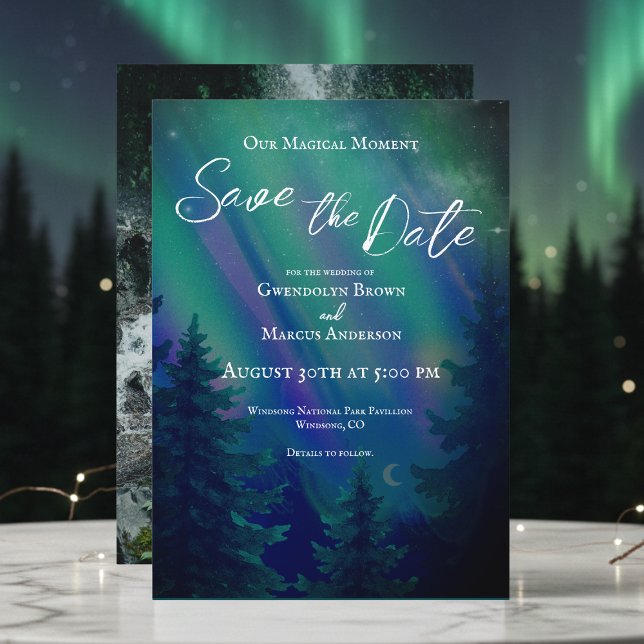Northern Lights Magical Moment Photo Save the Date (Von Creator hochgeladen)