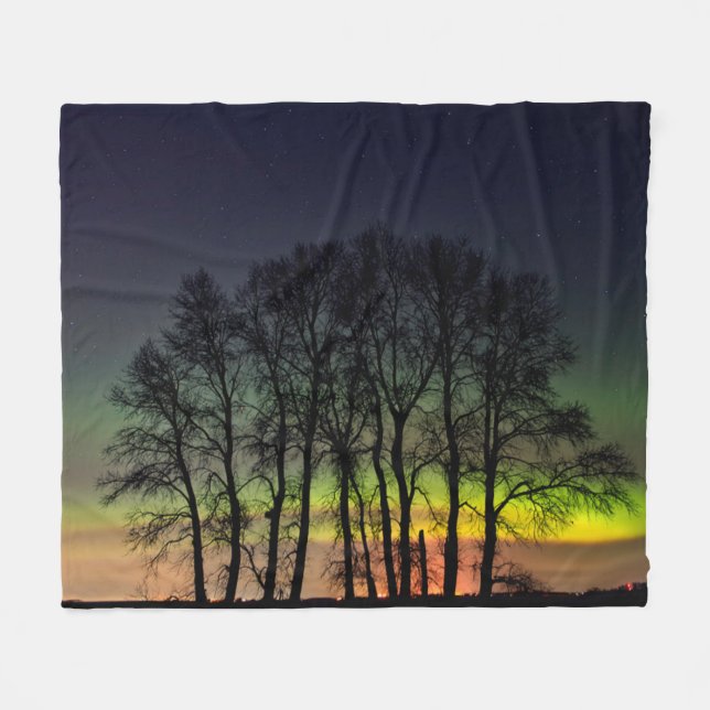 Northern Lights | Manitoba Canada Grande Pointe Fleecedecke (Vorderseite (Horizontal))