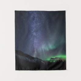Northern Lights Milky Way Wandteppich