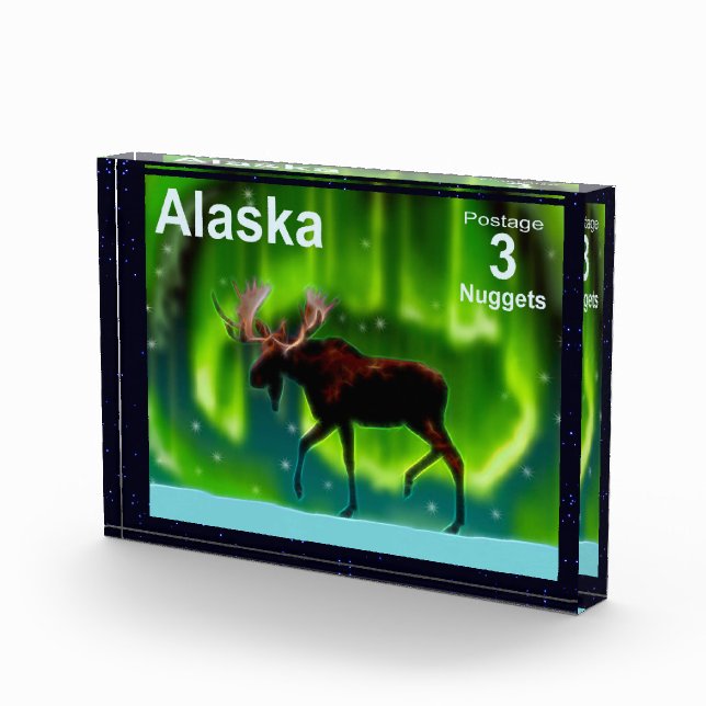 Northern Lights Moose - Alaska Postage Fotoblock (Rechts)