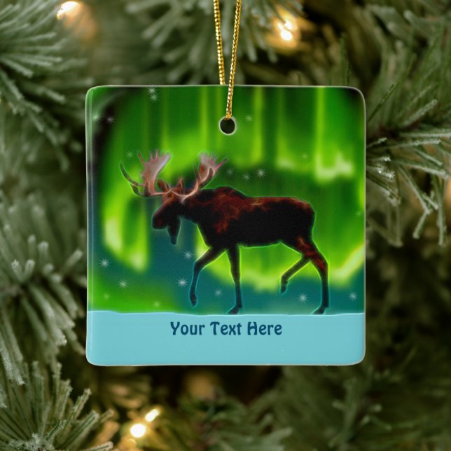 Northern Lights Moose Keramikornament (Baum)