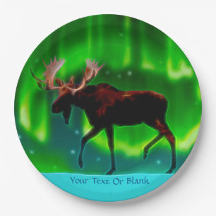 Northern Lights Moose Pappteller