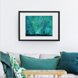 Northern Lights Night Aurora Borealis Wasserfarbe Poster